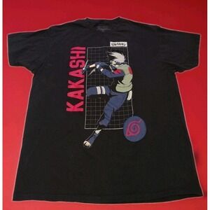 Naruto Shippuden Collection Kakashi Black Graphic T-Shirt‎ Men's XL